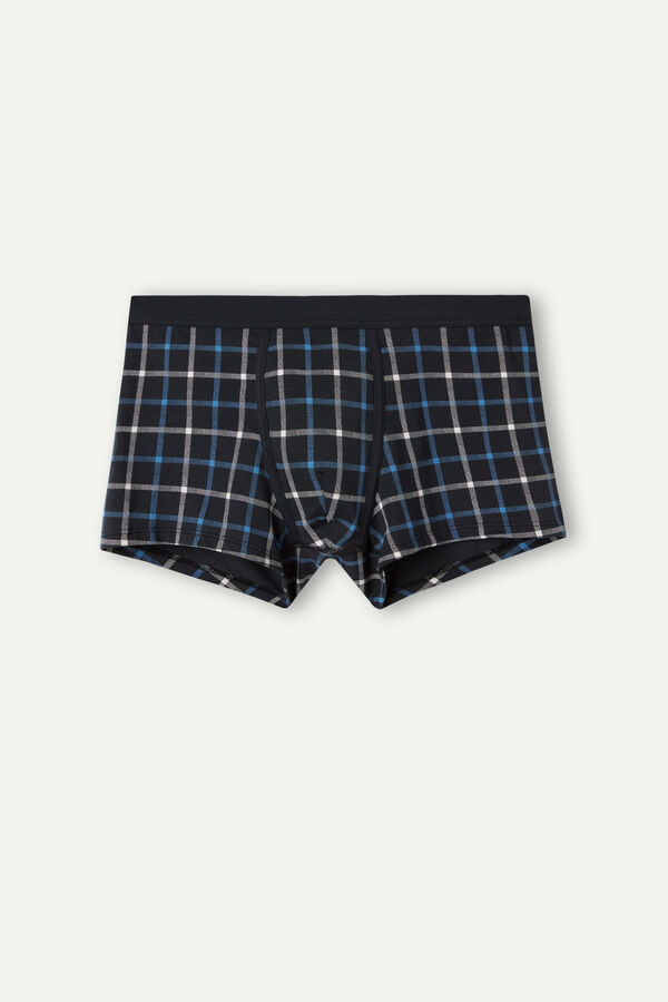 Intimssimi Blue Checkered Boxers in Stretch Supima® Cotton Blue | AUSWC61319