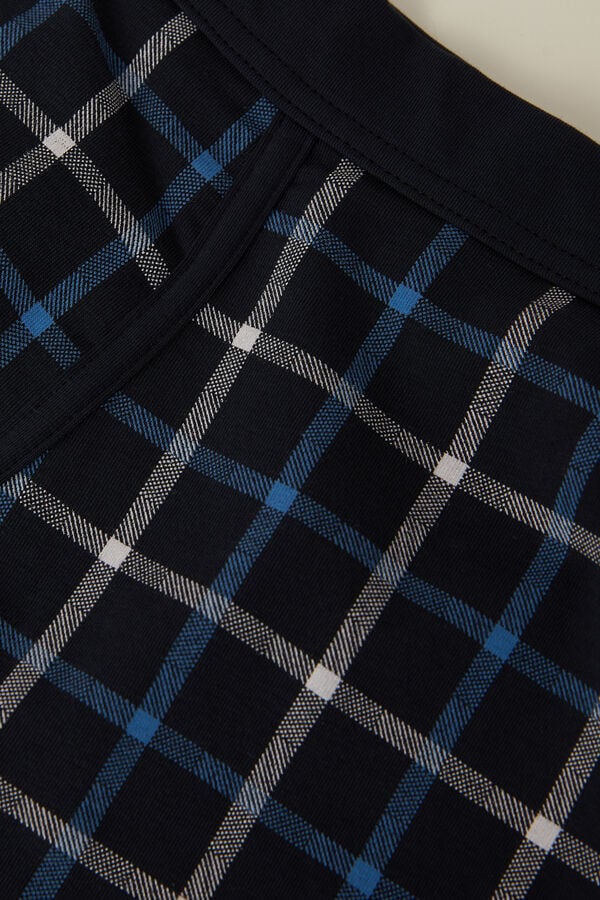 Intimssimi Blue Checkered Boxers in Stretch Supima® Cotton Blue | AUSWC61319