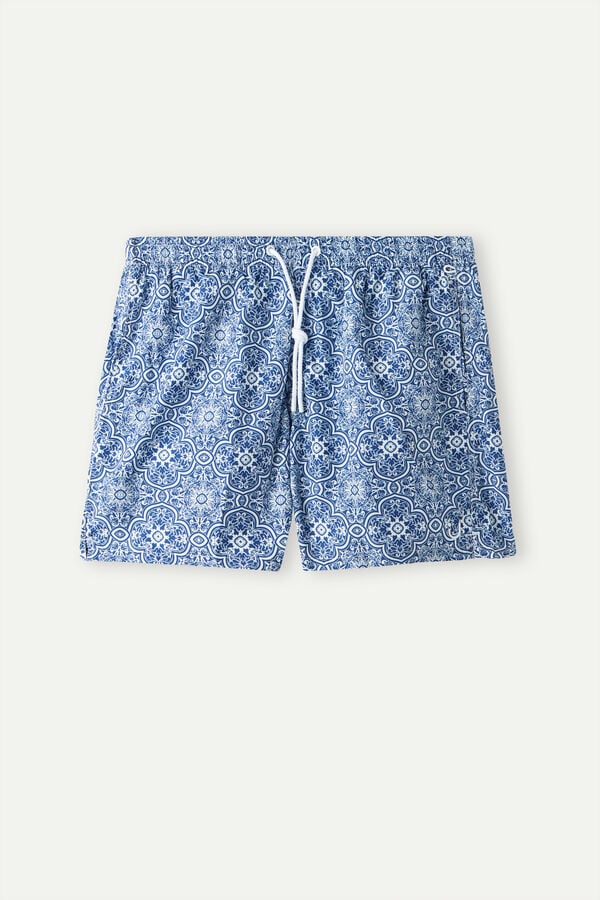 Intimssimi Blue Majolica Print Swim Trunks Blue | ZUSMJ20133