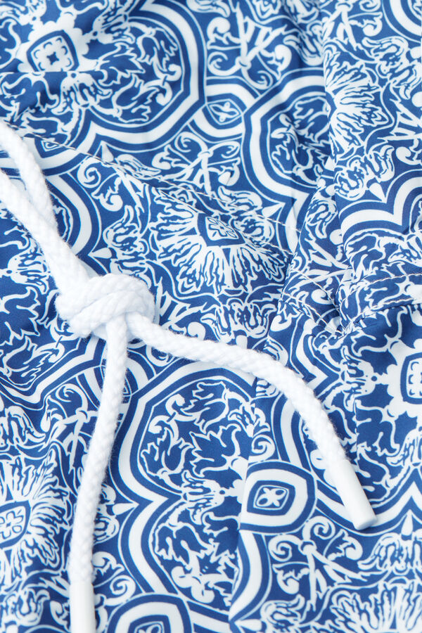 Intimssimi Blue Majolica Print Swim Trunks Blue | ZUSMJ20133