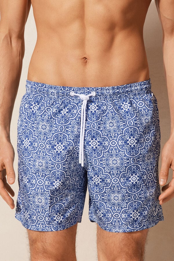 Intimssimi Blue Majolica Print Swim Trunks Blue | ZUSMJ20133