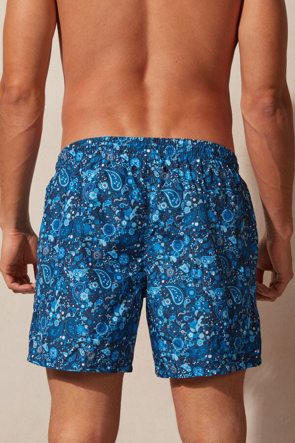 Intimssimi Blue Paisley Print Swim Trunks Blue | PUSER92176