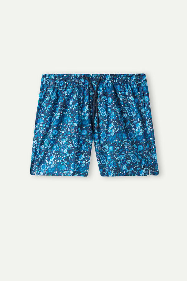 Intimssimi Blue Paisley Print Swim Trunks Blue | PUSER92176