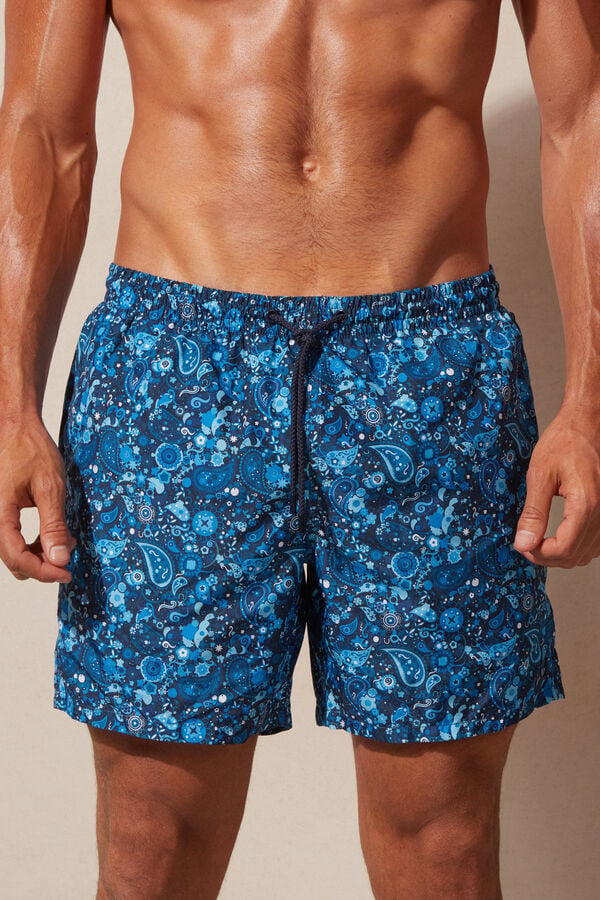 Intimssimi Blue Paisley Print Swim Trunks Blue | PUSER92176