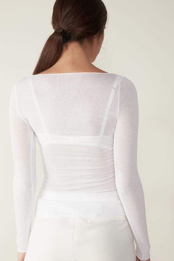 Intimssimi Boat Neck Modal Cashmere Ultralight Top White | LUSTR63233