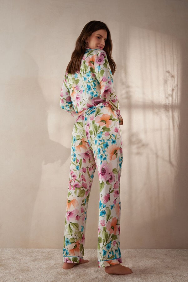 Intimssimi Botanical Lyrics Full Length Satin Pants Print | PUSQX21542