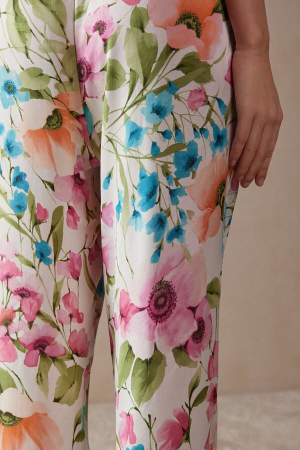 Intimssimi Botanical Lyrics Full Length Satin Pants Print | PUSQX21542