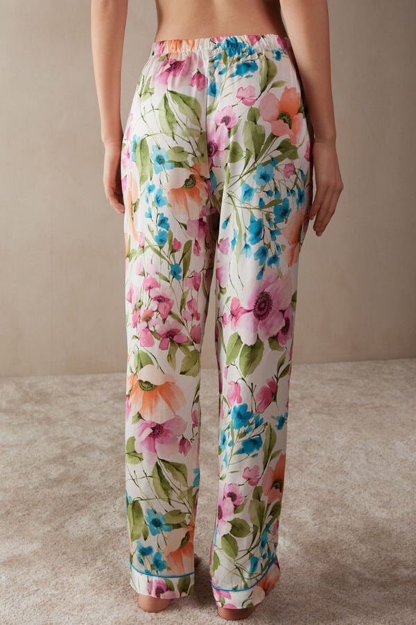 Intimssimi Botanical Lyrics Full Length Satin Pants Print | PUSQX21542