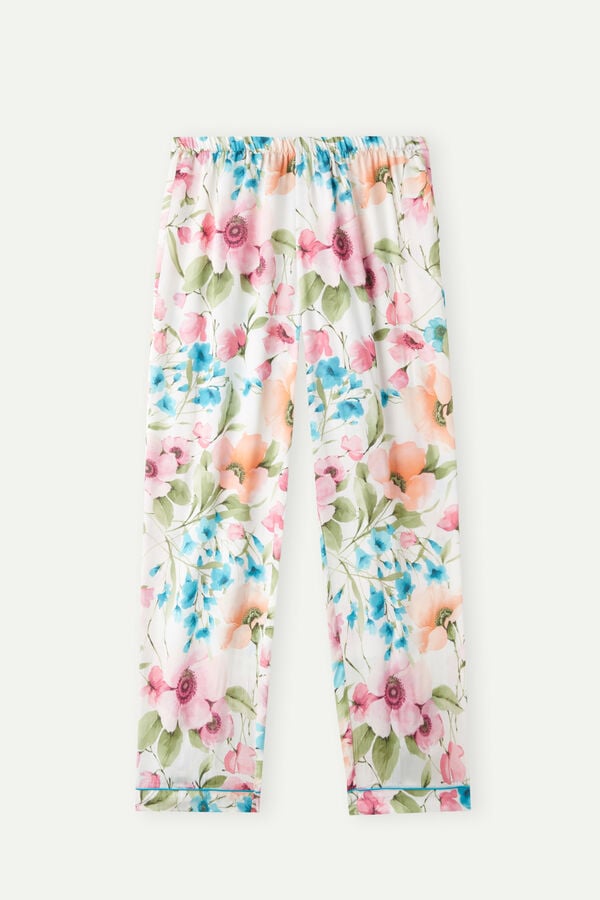 Intimssimi Botanical Lyrics Full Length Satin Pants Print | PUSQX21542