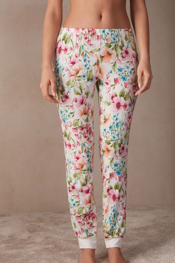 Intimssimi Botanical Lyrics Full Length Modal Pants White | USXMI93934