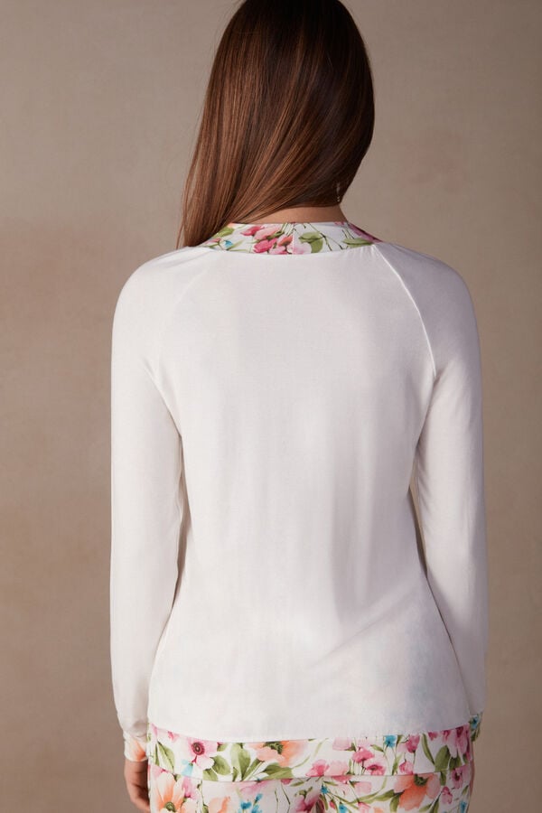 Intimssimi Botanical Lyrics Long Sleeve Modal Top White | USJBT21779