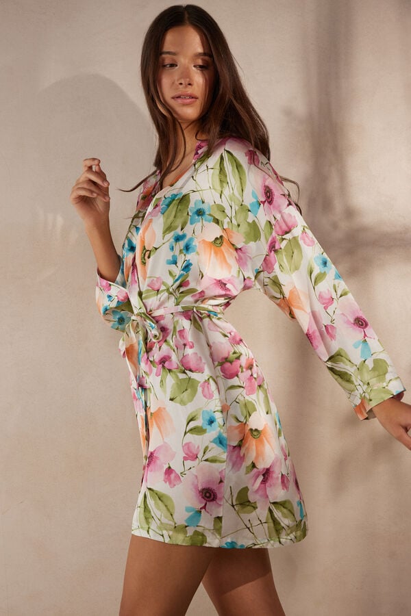 Intimssimi Botanical Lyrics Satin Kimono Print | XUSBH40751