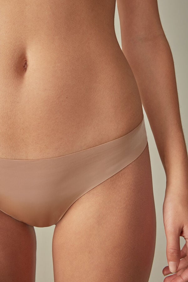 Intimssimi Brazilian Panties in Seamless Ultra Light Microfiber Natural | USZPD43261