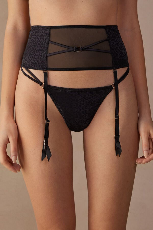 Intimssimi Cool Minimal Garter Belt Black | FUSHY81456