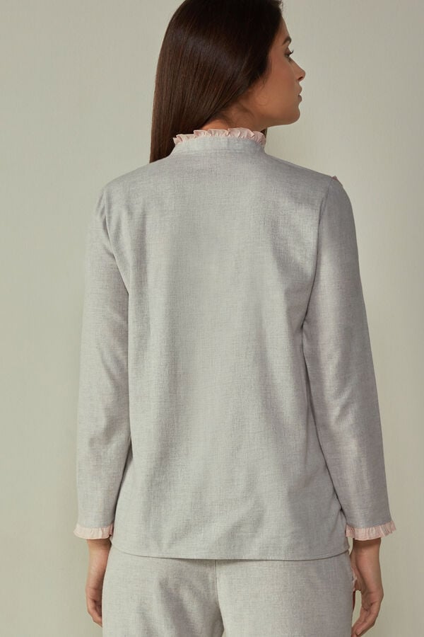 Intimssimi Cotton Rouches Brushed Cotton Cloth Long Sleeve Shirt Grey | USEGJ70336