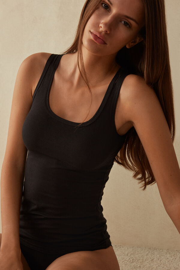 Intimssimi Cotton Tank Top Black | SUSNY38848