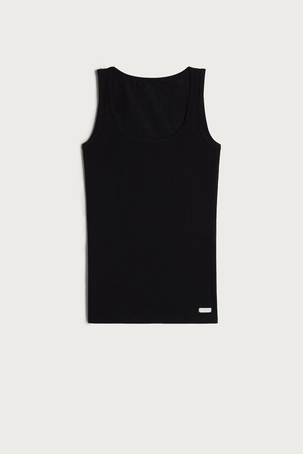 Intimssimi Cotton Tank Top Black | SUSNY38848