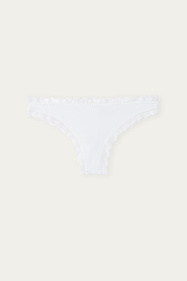 Intimssimi Cotton and Lace Brazilian White | USEAH25688