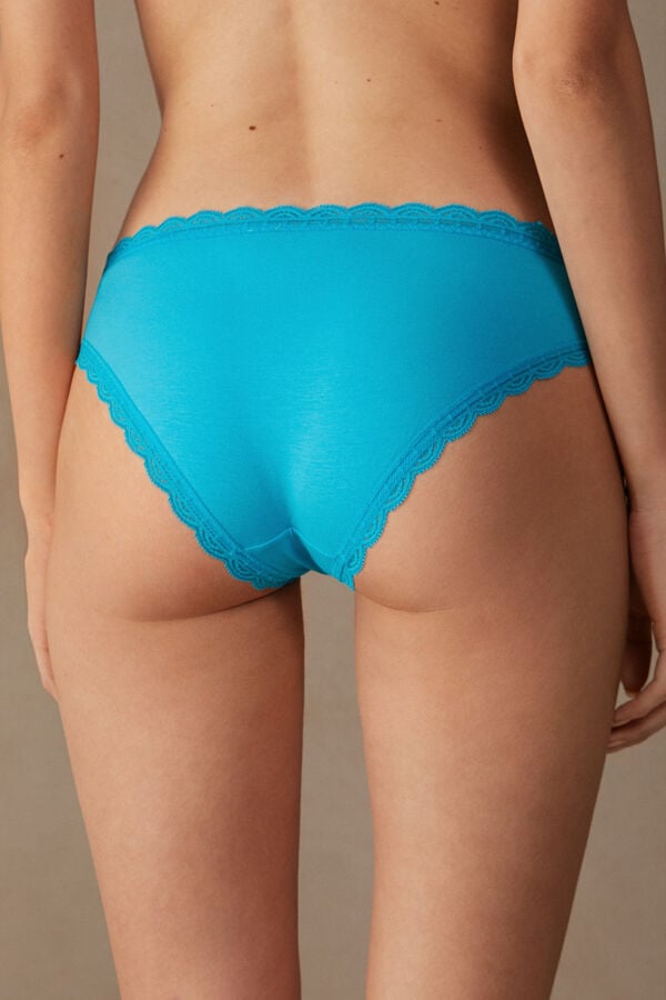 Intimssimi Cotton and Lace Panties Blue | USICD89193