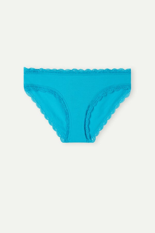 Intimssimi Cotton and Lace Panties Blue | USICD89193