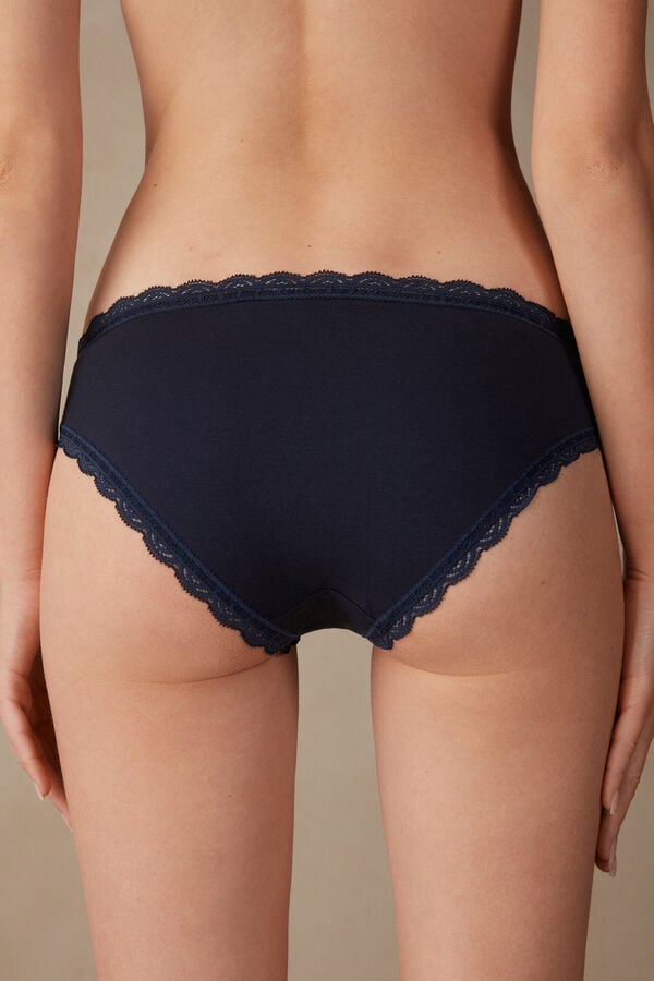 Intimssimi Cotton and Lace Panties Blue | YUSVQ71242