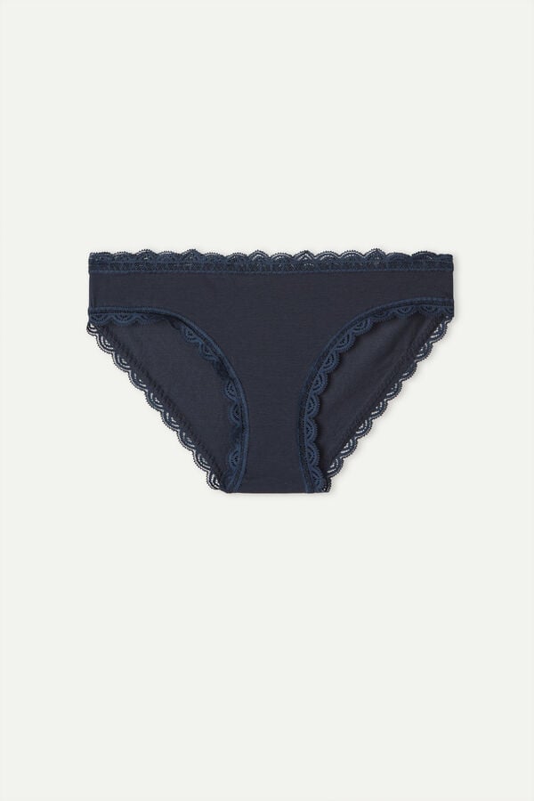 Intimssimi Cotton and Lace Panties Blue | YUSVQ71242