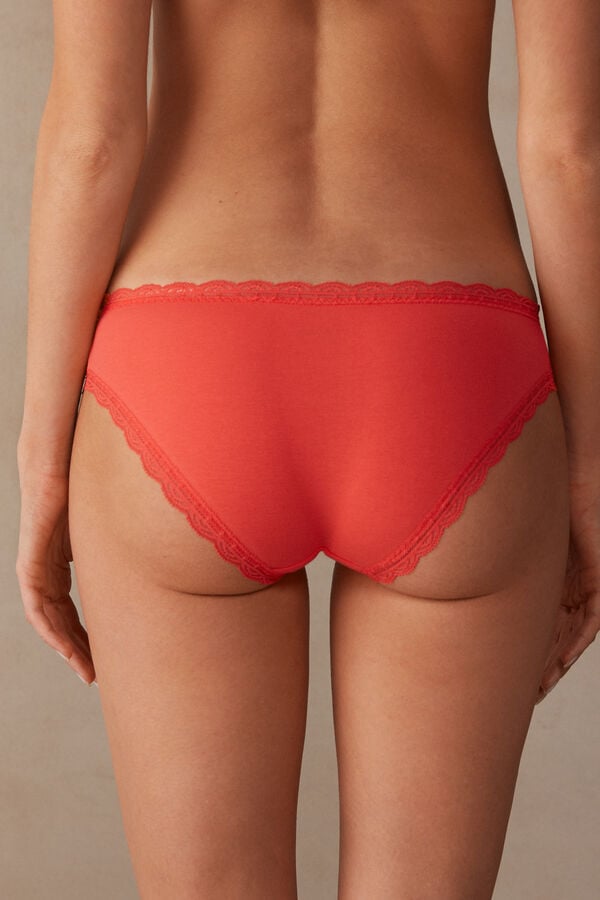 Intimssimi Cotton and Lace Panties Orange | USJKU87563