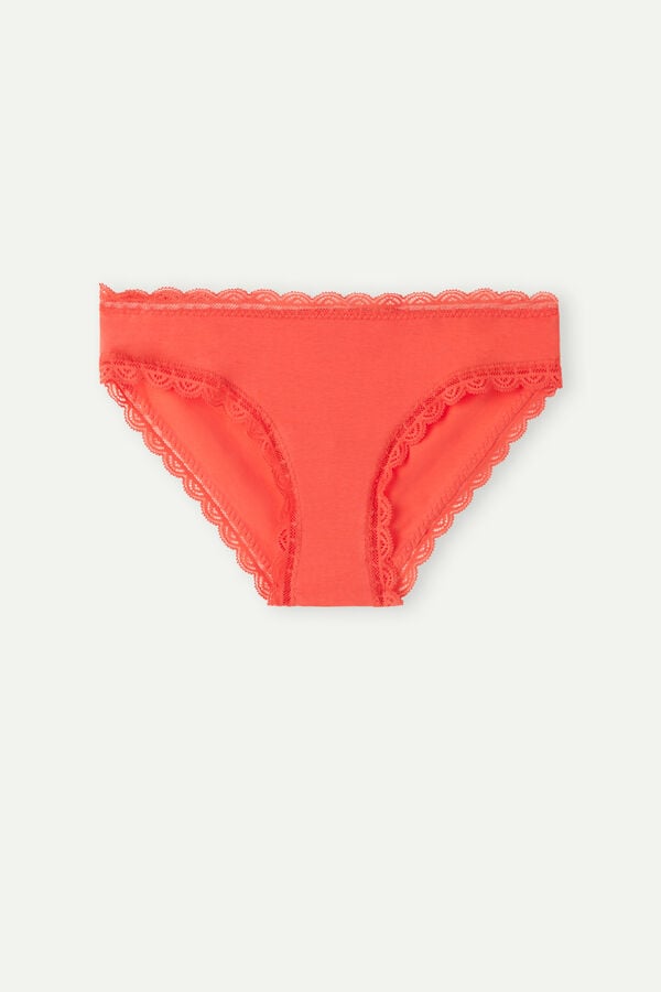 Intimssimi Cotton and Lace Panties Orange | USJKU87563