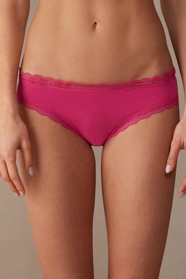 Intimssimi Cotton and Lace Panties Pink | USNEJ80140