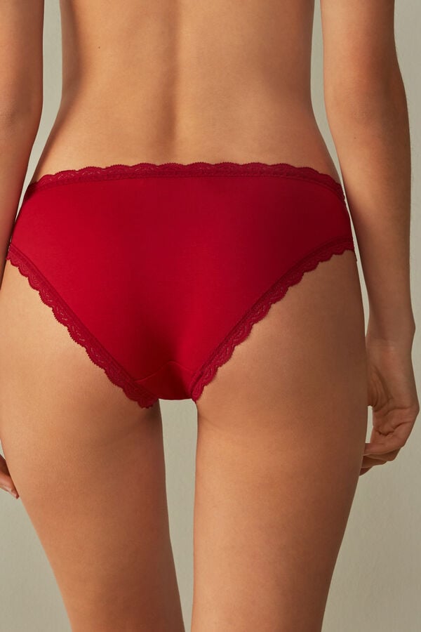 Intimssimi Cotton and Lace Panties Red | GUSUC55429