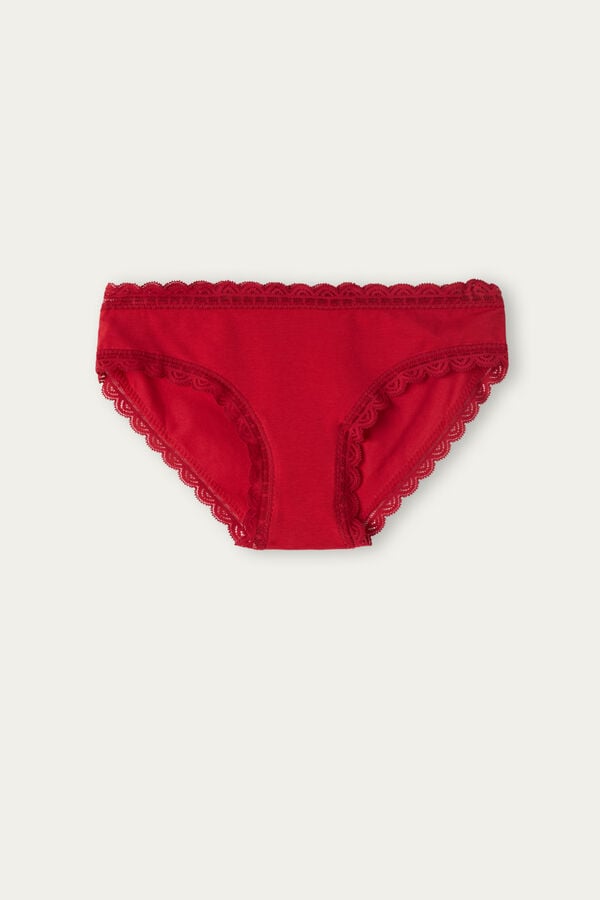 Intimssimi Cotton and Lace Panties Red | GUSUC55429