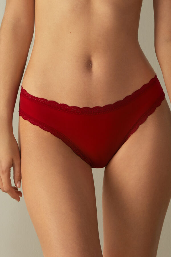 Intimssimi Cotton and Lace Panties Red | GUSUC55429