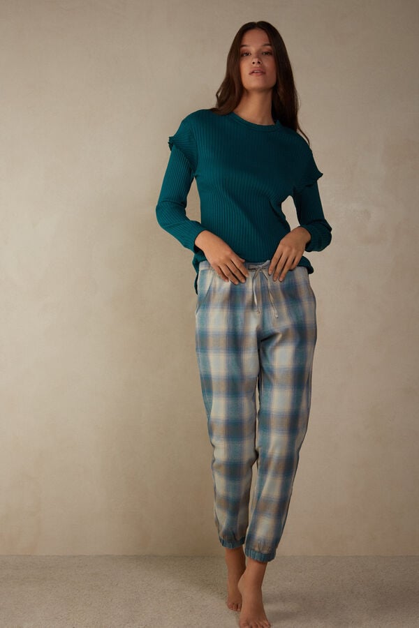 Intimssimi Cozy Mountains Brushed Cloth Pants with Cuffs Green | USJKU16152