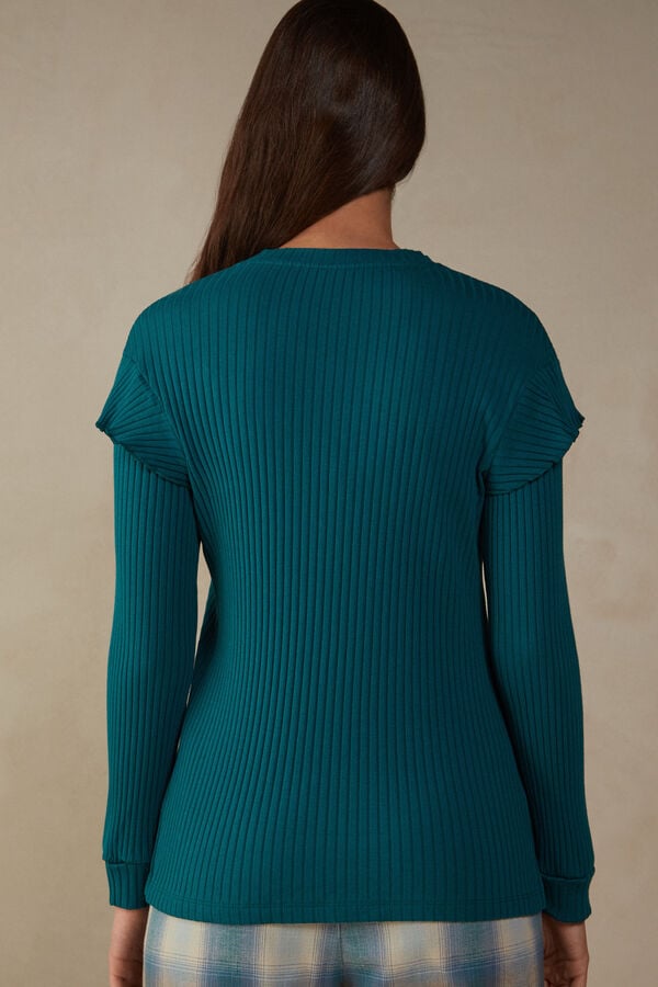 Intimssimi Cozy Mountains Long Sleeve Ribbed Top Green | EUSVG28798