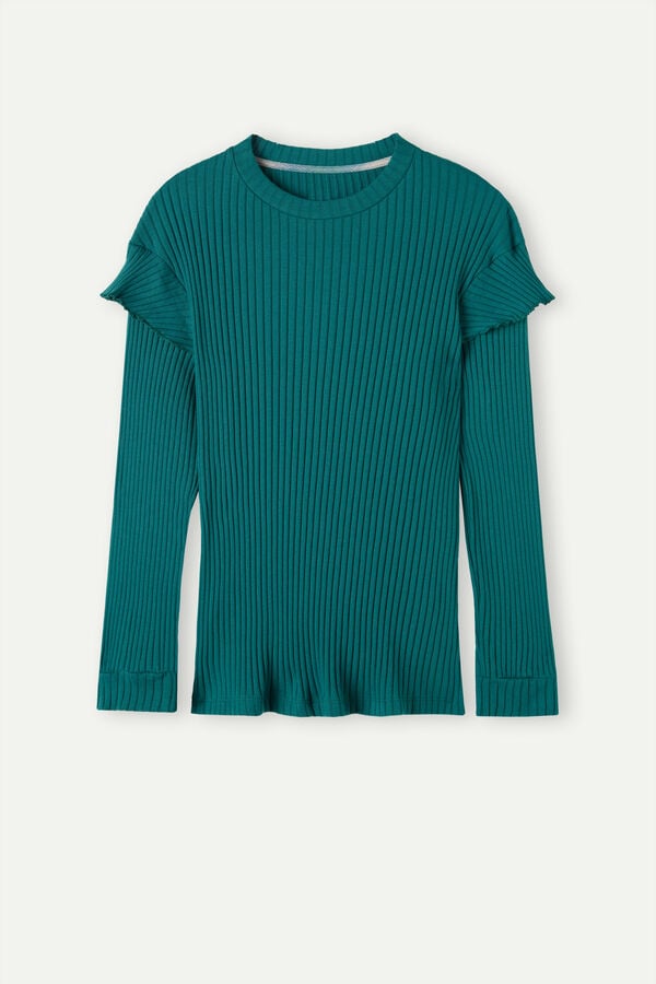 Intimssimi Cozy Mountains Long Sleeve Ribbed Top Green | EUSVG28798