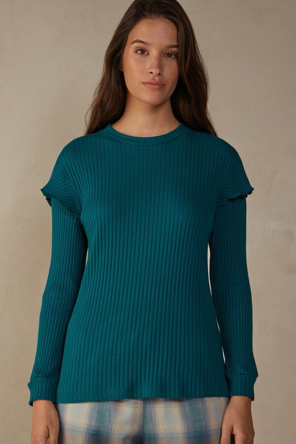 Intimssimi Cozy Mountains Long Sleeve Ribbed Top Green | EUSVG28798