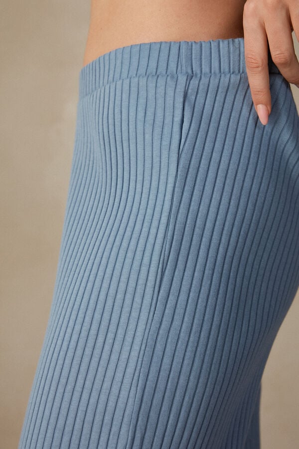 Intimssimi Cozy Mountains Ribbed Pants Blue | TUSWZ93914