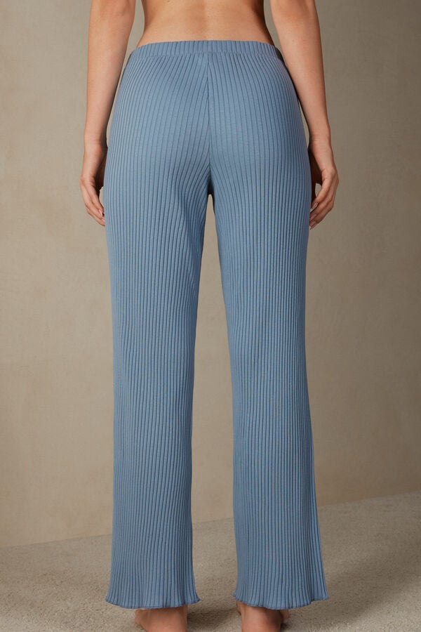 Intimssimi Cozy Mountains Ribbed Pants Blue | TUSWZ93914