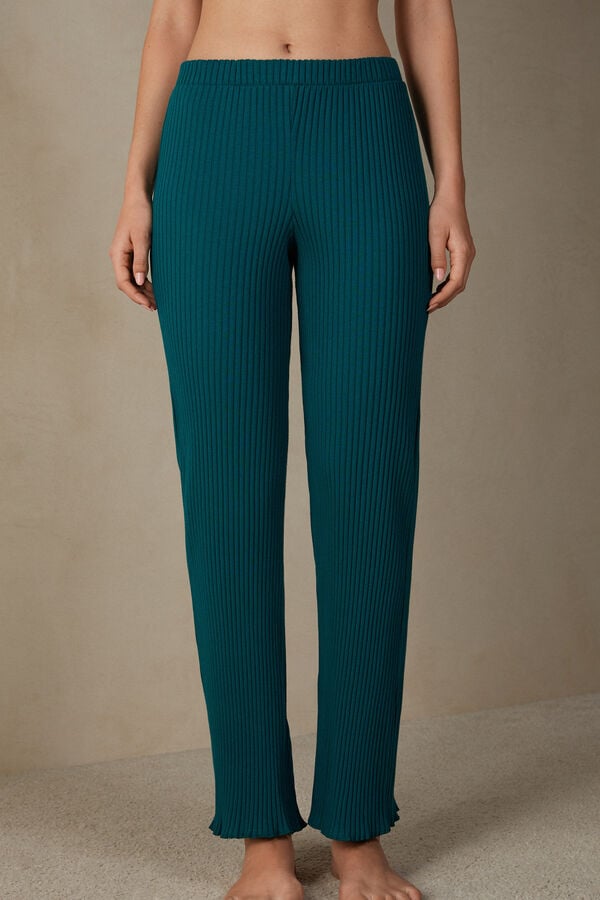 Intimssimi Cozy Mountains Ribbed Pants Green | EUSVG24010