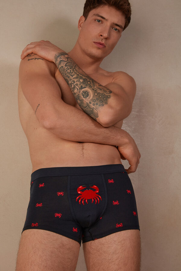 Intimssimi Crab Boxers in Natural Fresh Supima® Cotton Blue | USZDE55378