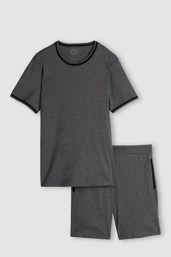 Intimssimi Cropped Basic Supima® Cotton Pajamas Dark Grey | EUSVG45054