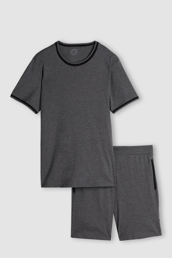 Intimssimi Cropped Basic Supima® Cotton Pajamas Dark Grey | USZDE95397