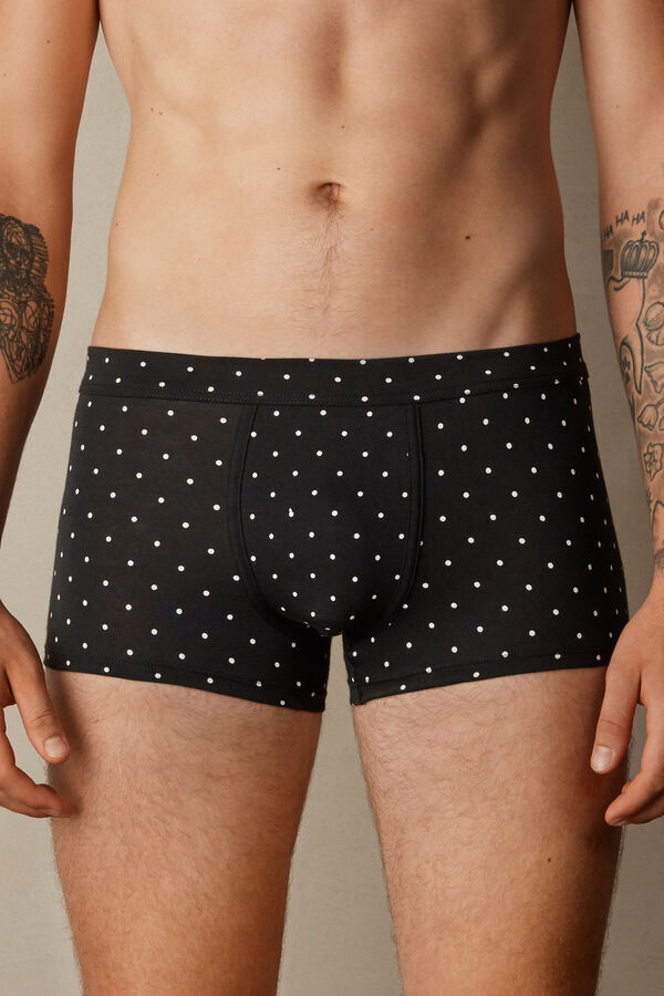 Intimssimi Dotted Boxers in Stretch Supima® Cotton Black | USZDE55738