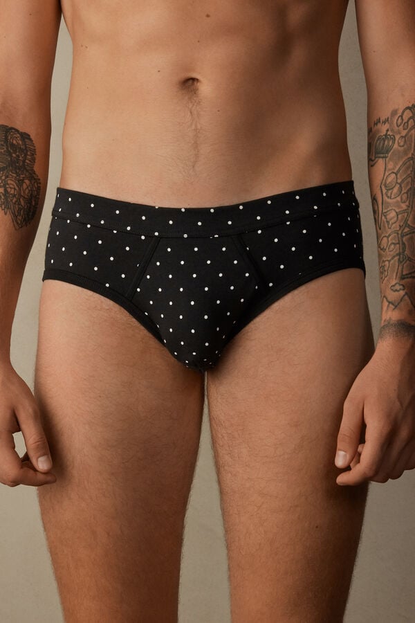 Intimssimi Dotted Briefs in Stretch Supima® Cotton Black | USIIZ55351