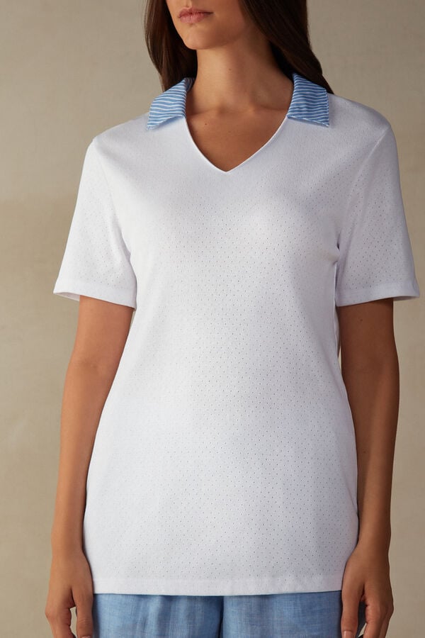 Intimssimi Early in the Morning Cotton Cloth Short Sleeve Top White | GUSUC41283