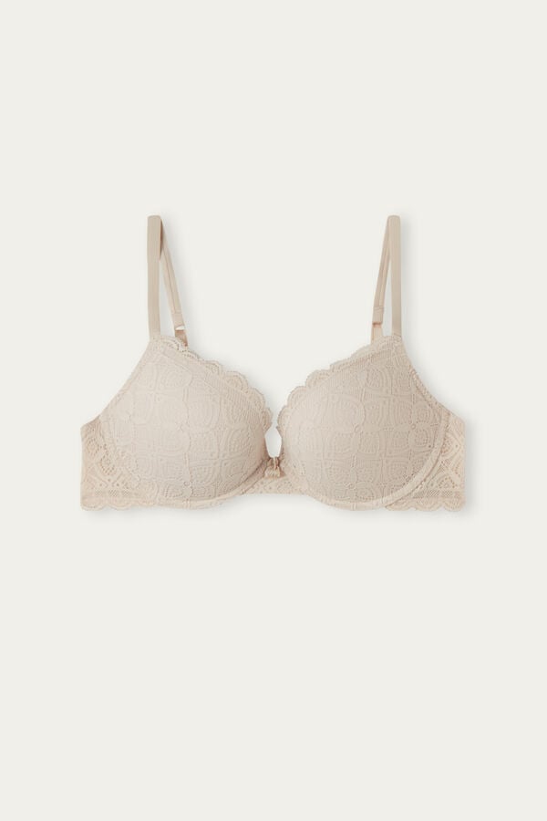 Intimssimi Elettra Super Push-up Bra in Lace Natural | USJZR89244