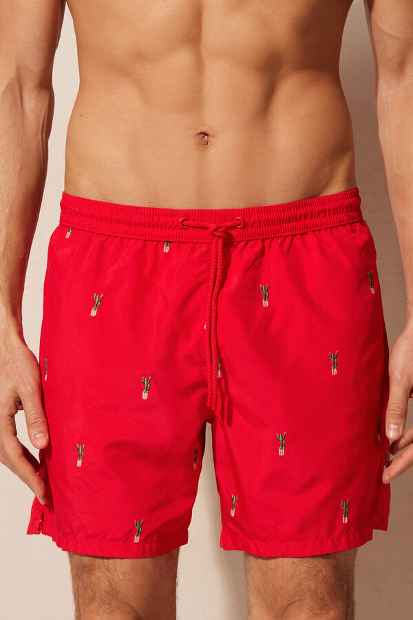 Intimssimi Embroidered Cactus Swim Trunks Print | USZPD68456