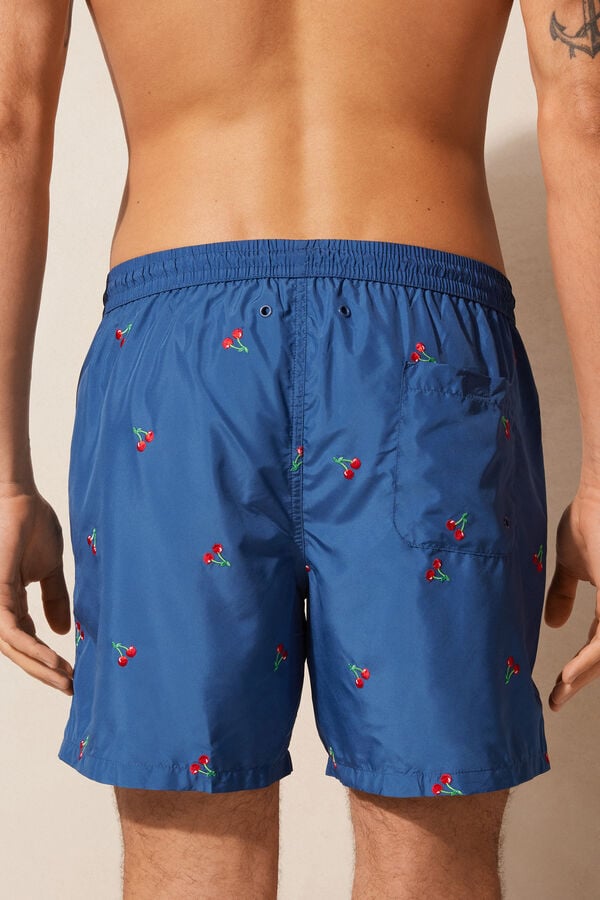 Intimssimi Embroidered Cherry Swim Trunks Blue | UUSTG89605