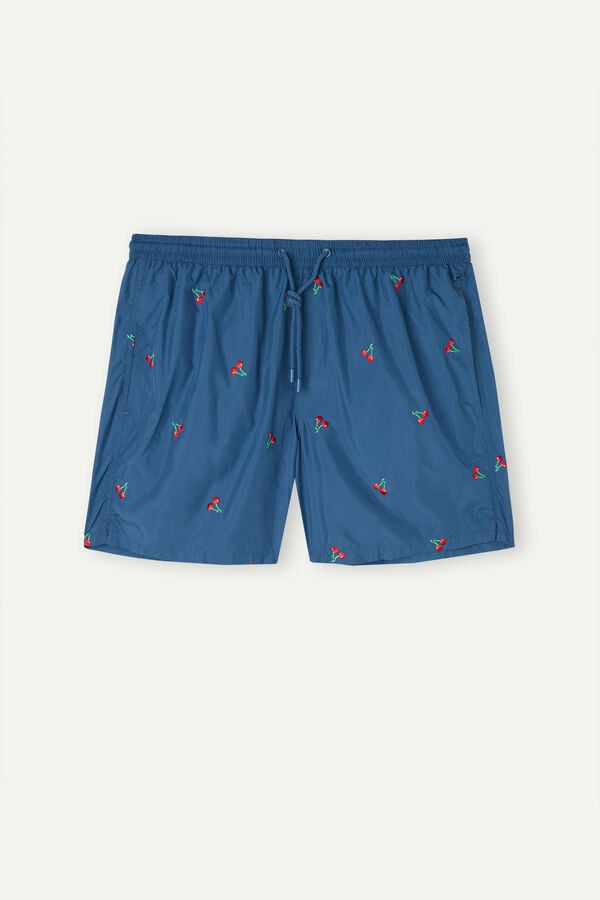 Intimssimi Embroidered Cherry Swim Trunks Blue | UUSTG89605