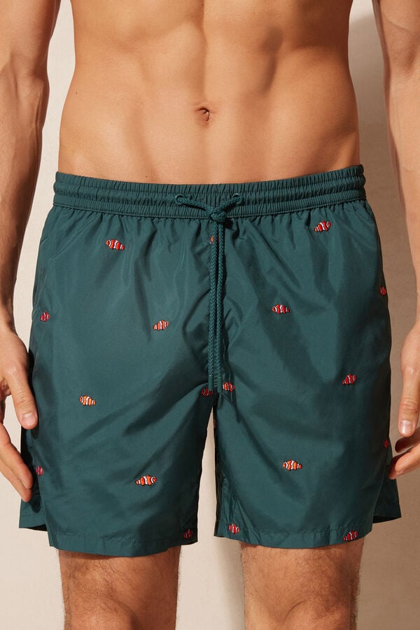 Intimssimi Embroidered Clownfish Swim Trunks Green | USEAH75081